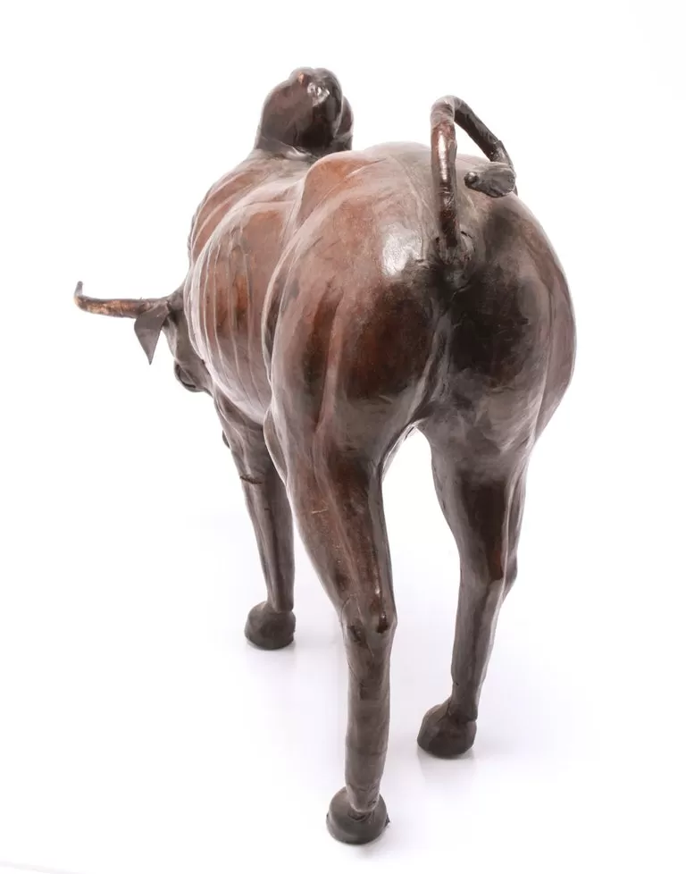 Modern Leather Clad Brahma Bull Sculpture