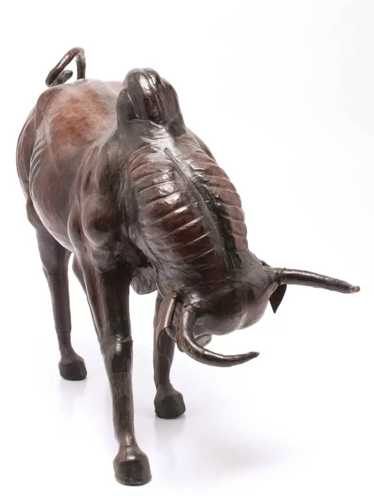 Modern Leather Clad Brahma Bull Sculpture