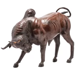 Modern Leather Clad Brahma Bull Sculpture