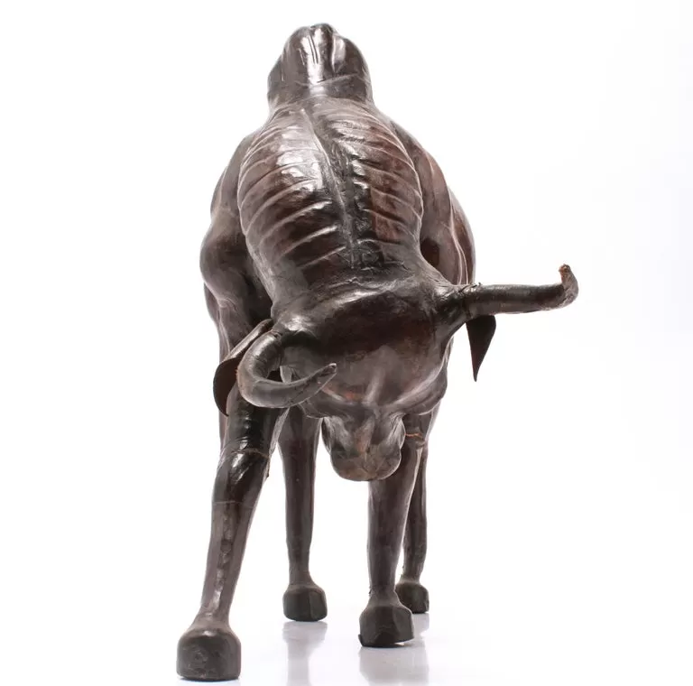 Modern Leather Clad Brahma Bull Sculpture