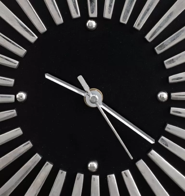 Modern Silvered Metal Analog Mantel Clock