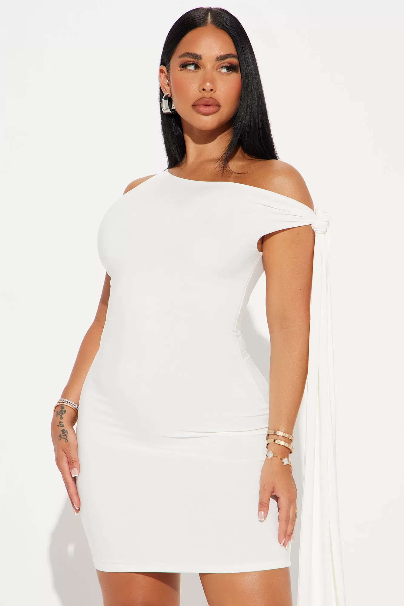 Olympia One Shoulder Mini Dress - White