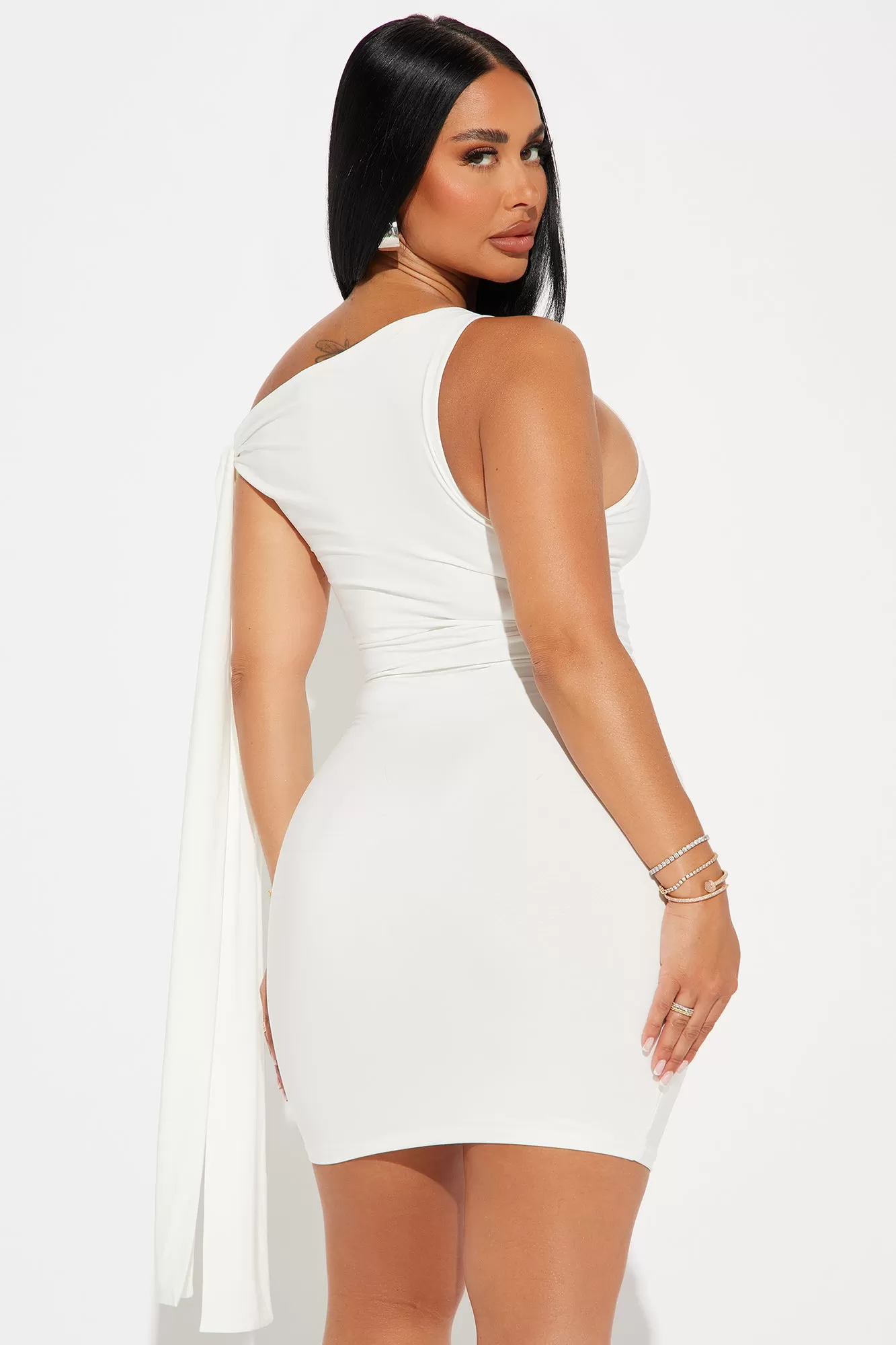 Olympia One Shoulder Mini Dress - White