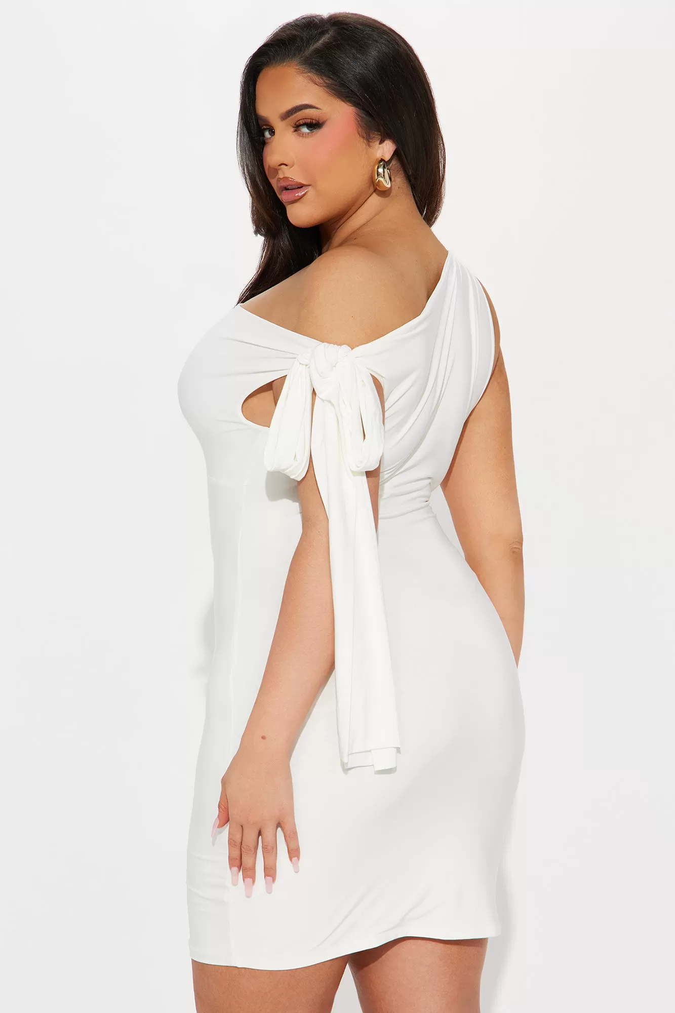 Olympia One Shoulder Mini Dress - White