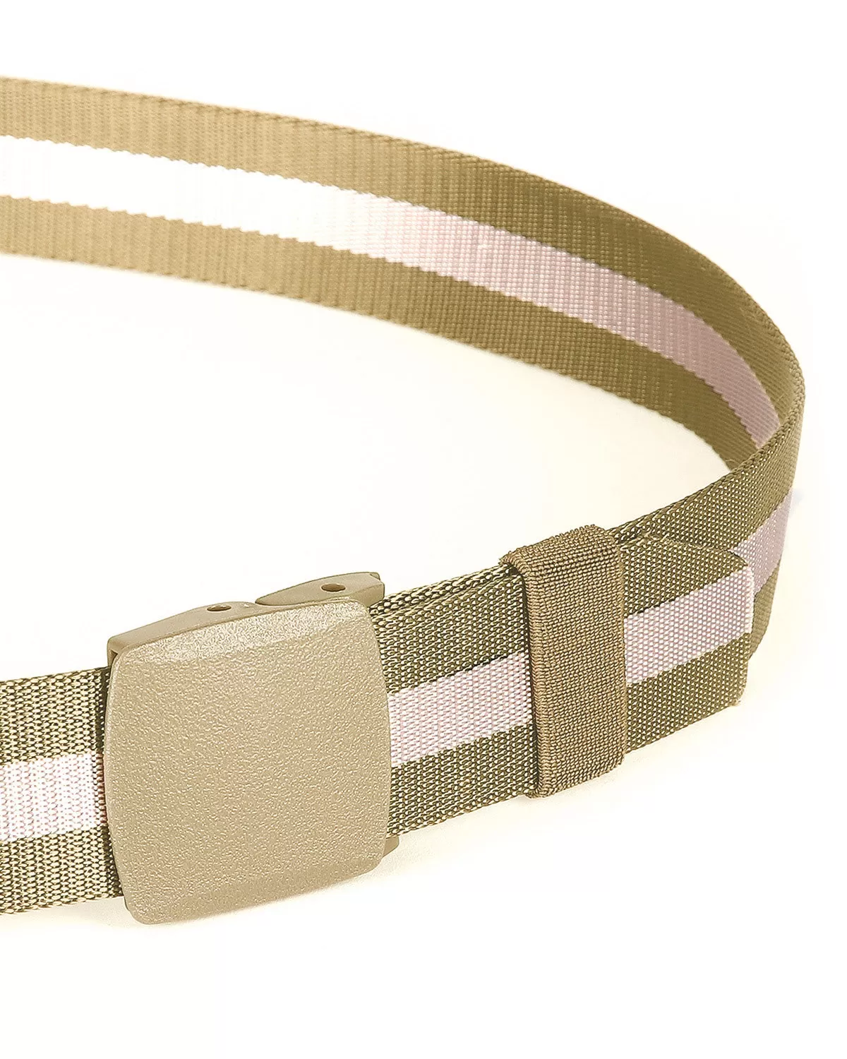 One Size Adjustable Strap Stripe Nylon Web Belt with Plastic Buckle