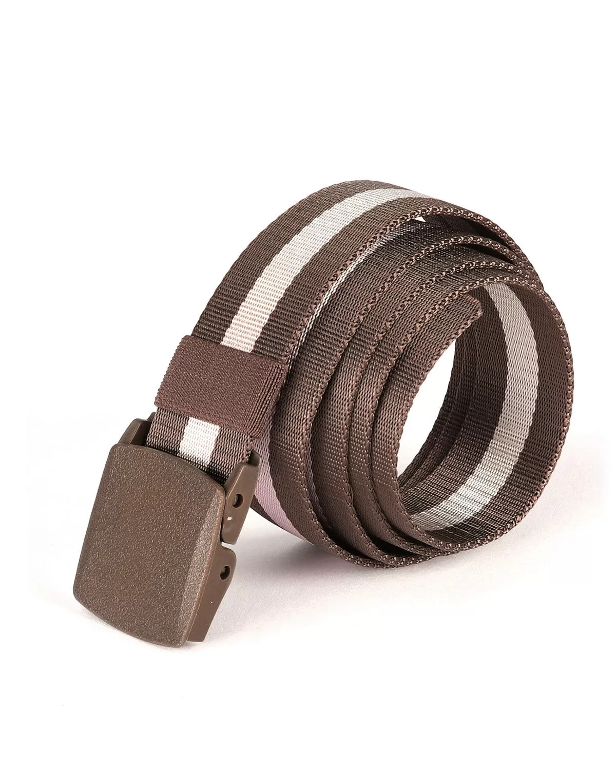 One Size Adjustable Strap Stripe Nylon Web Belt with Plastic Buckle