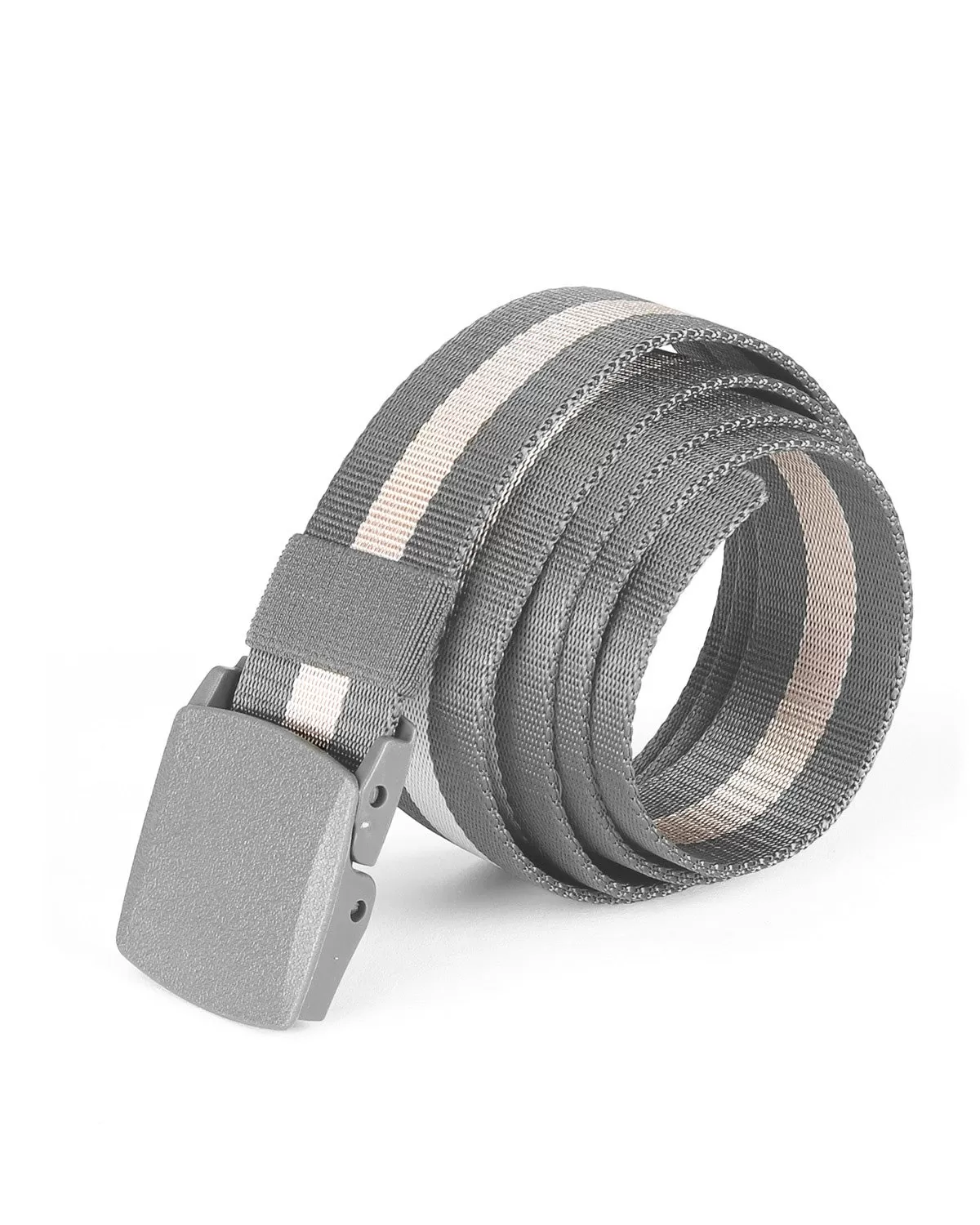 One Size Adjustable Strap Stripe Nylon Web Belt with Plastic Buckle