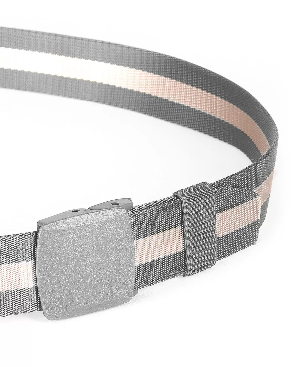 One Size Adjustable Strap Stripe Nylon Web Belt with Plastic Buckle