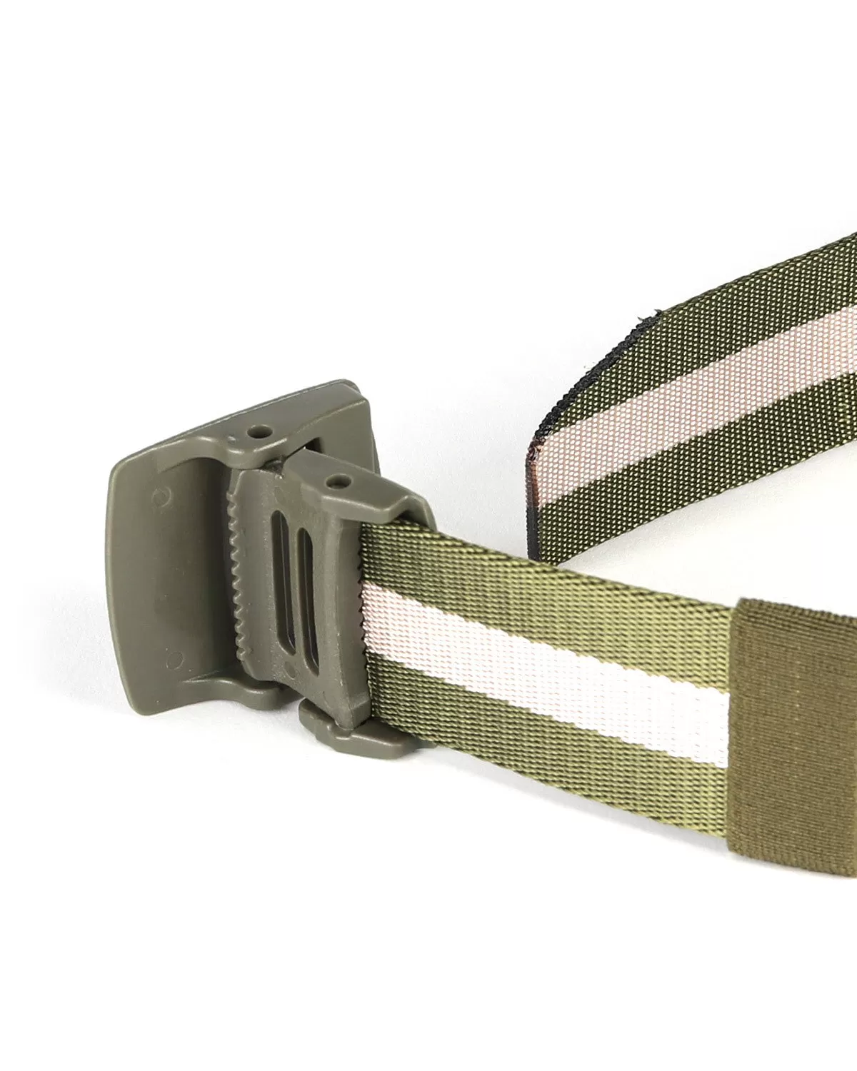 One Size Adjustable Strap Stripe Nylon Web Belt with Plastic Buckle