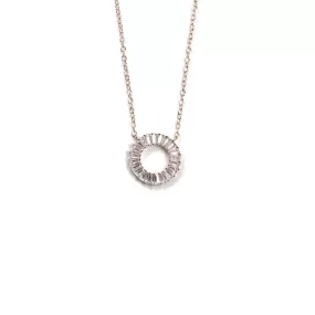 Open Circle Necklace With CZ Baguette Border