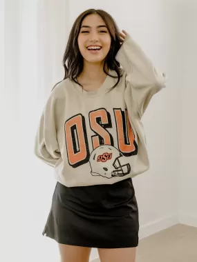 OSU Cowboys Helmet Fade Sand Thrifted Sweatshirt