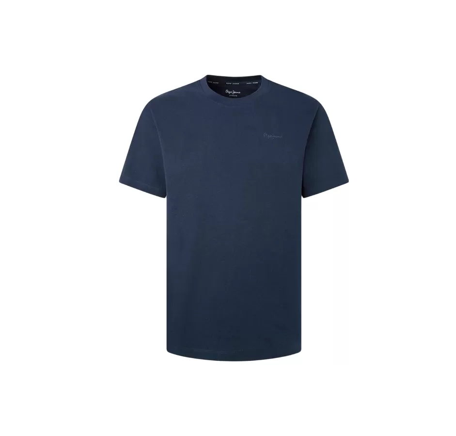 Pepe Jeans men's short sleeve t-shirt with embroidered logo Connor PM509206 594 blue