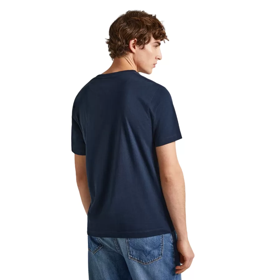 Pepe Jeans men's short sleeve t-shirt with embroidered logo Connor PM509206 594 blue