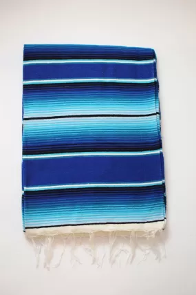 Saltillo Serape Blanket - Azul & Blue Two Tone