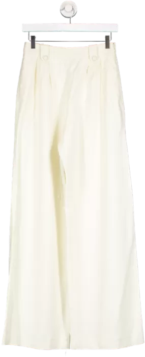 Sezane Cream Wide Leg Trousers UK S