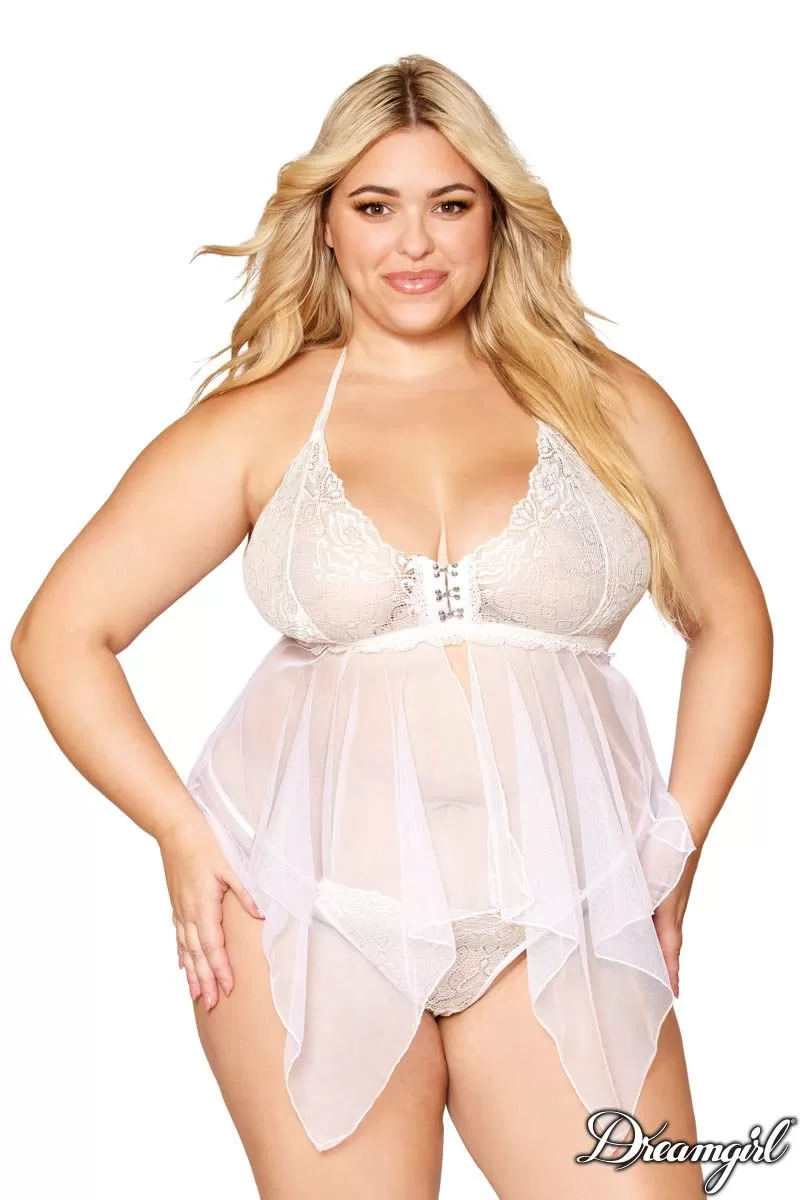 Sheer Mesh Flyaway Babydoll