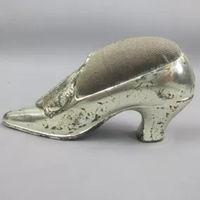 Silver Plated Shoe Design Empire State Building Pin Cushion Antique c1930