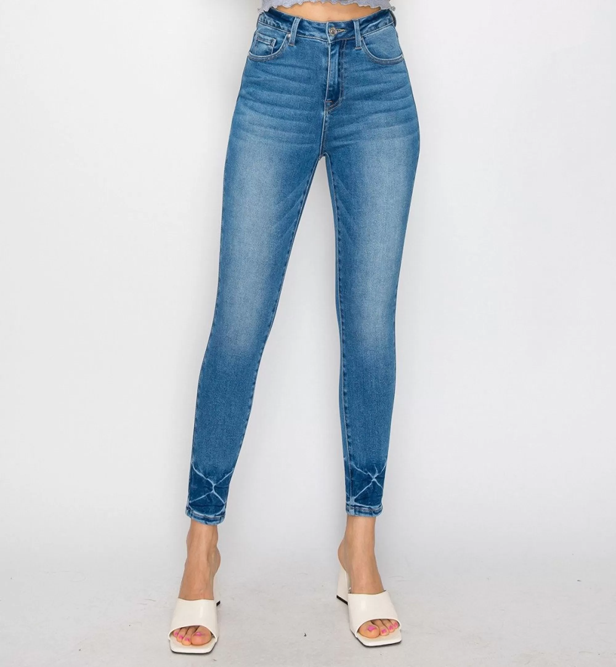 SKINNY JEANS DOBLADILLO ARRUGADO 90329