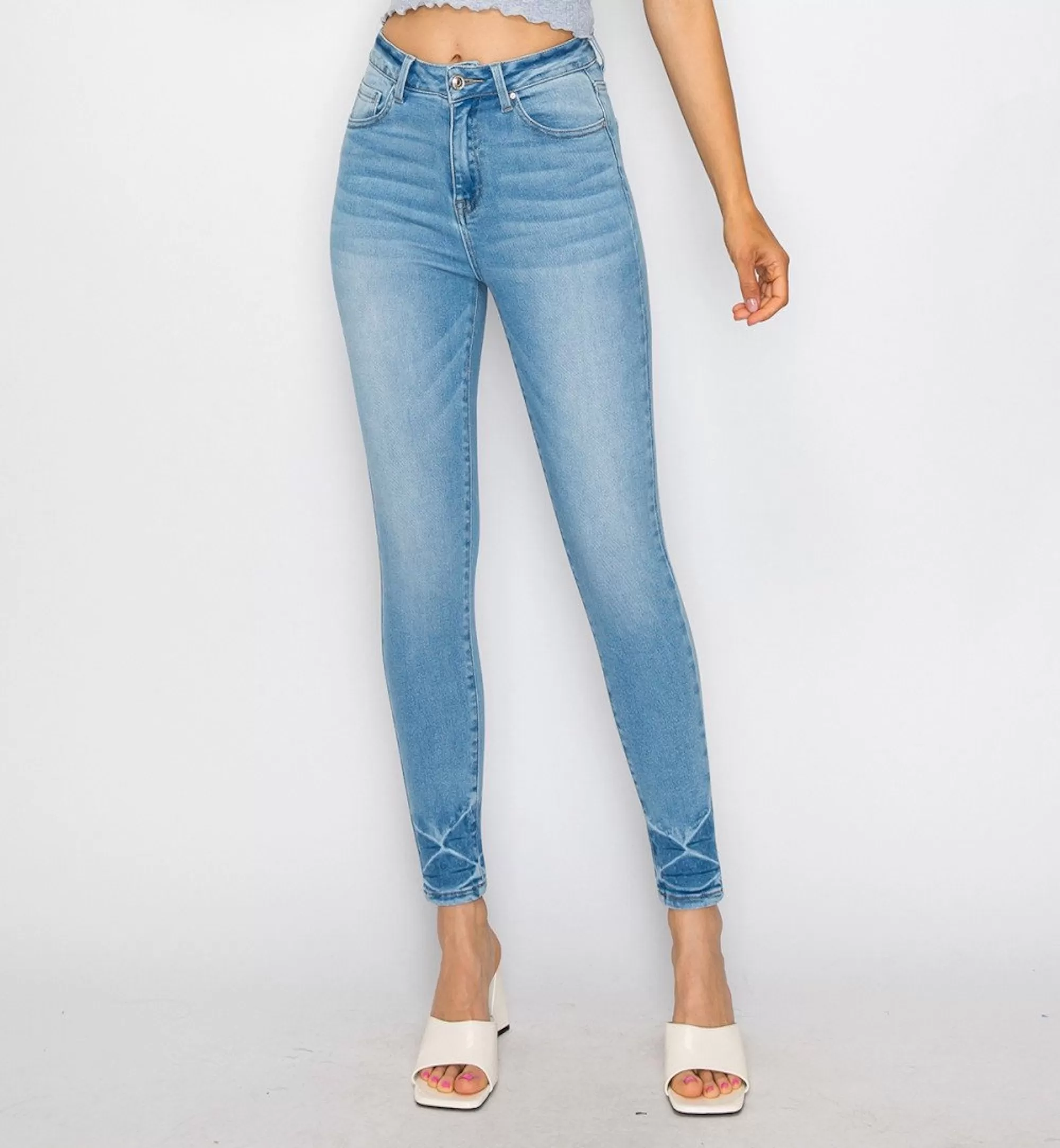 SKINNY JEANS DOBLADILLO ARRUGADO 90329