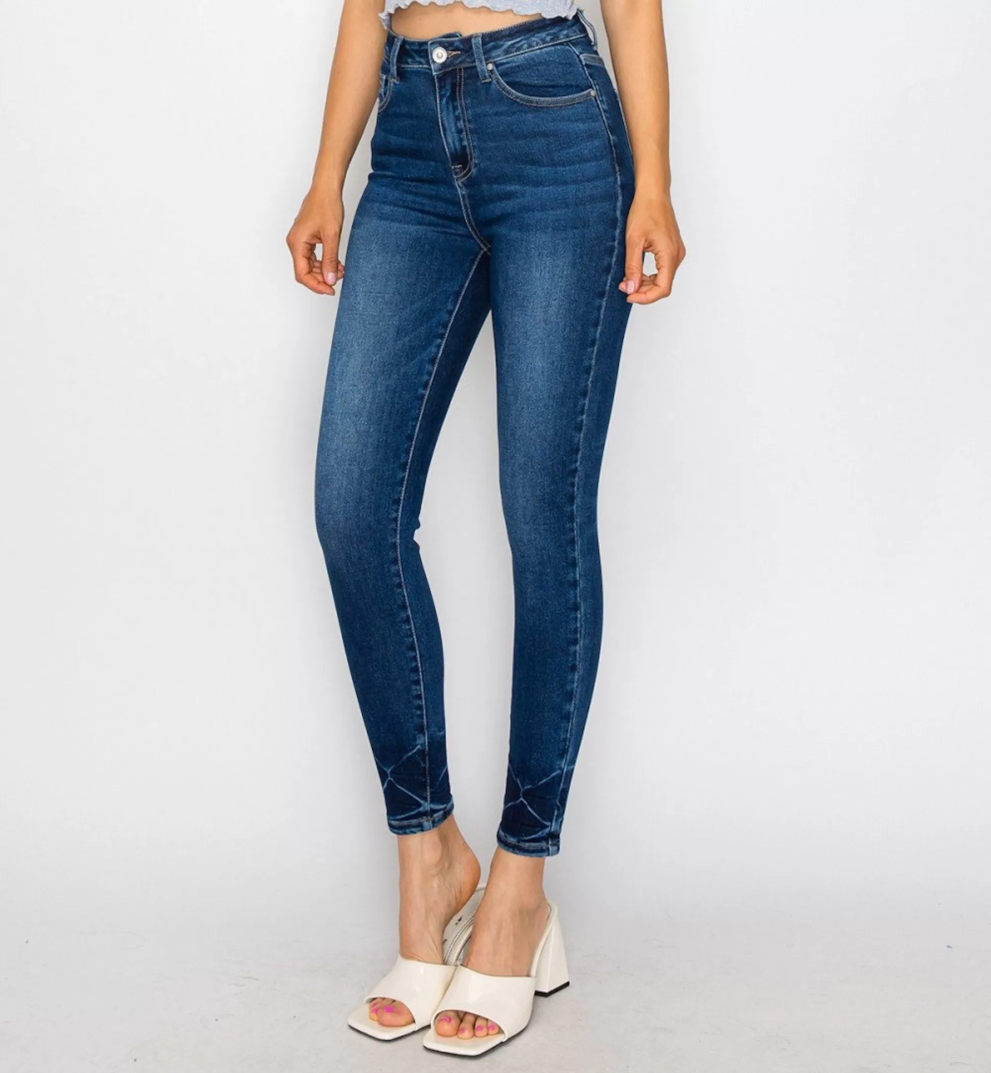 SKINNY JEANS DOBLADILLO ARRUGADO 90329