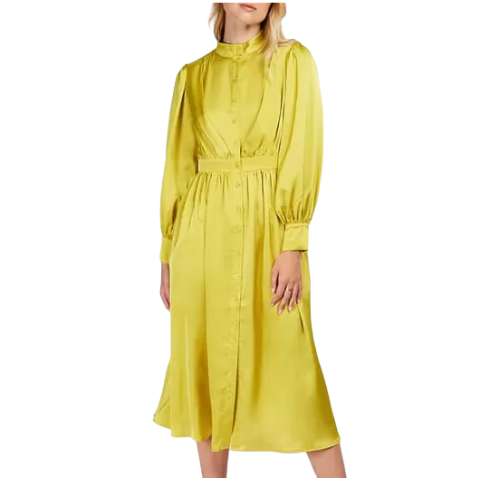 somerset by alice temperley Green Temperley Button Front Satin Midi Dress, Lime BNWT UK 16