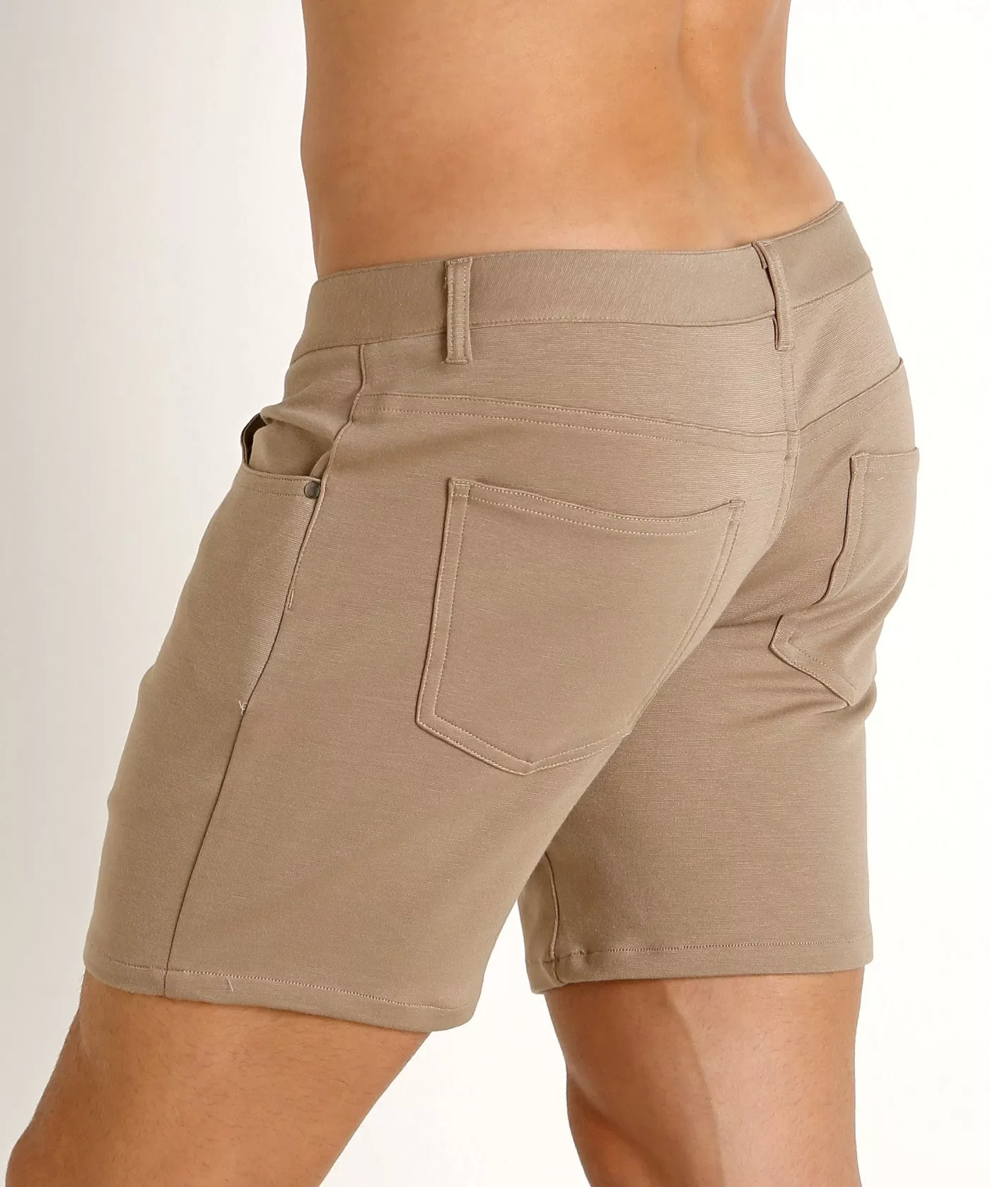 Stretch Knit Shorts (5 inseam) (Dark Khaki)