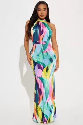 Tiana Backless Maxi Dress - Multi Color