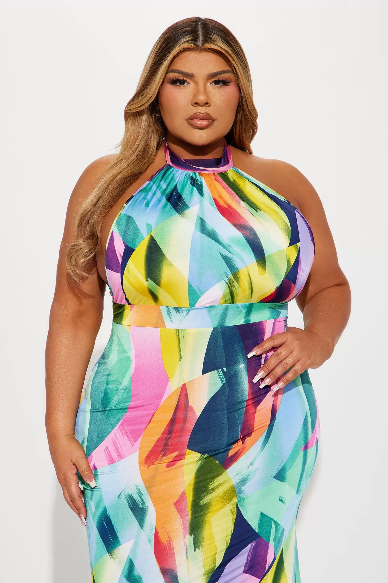 Tiana Backless Maxi Dress - Multi Color