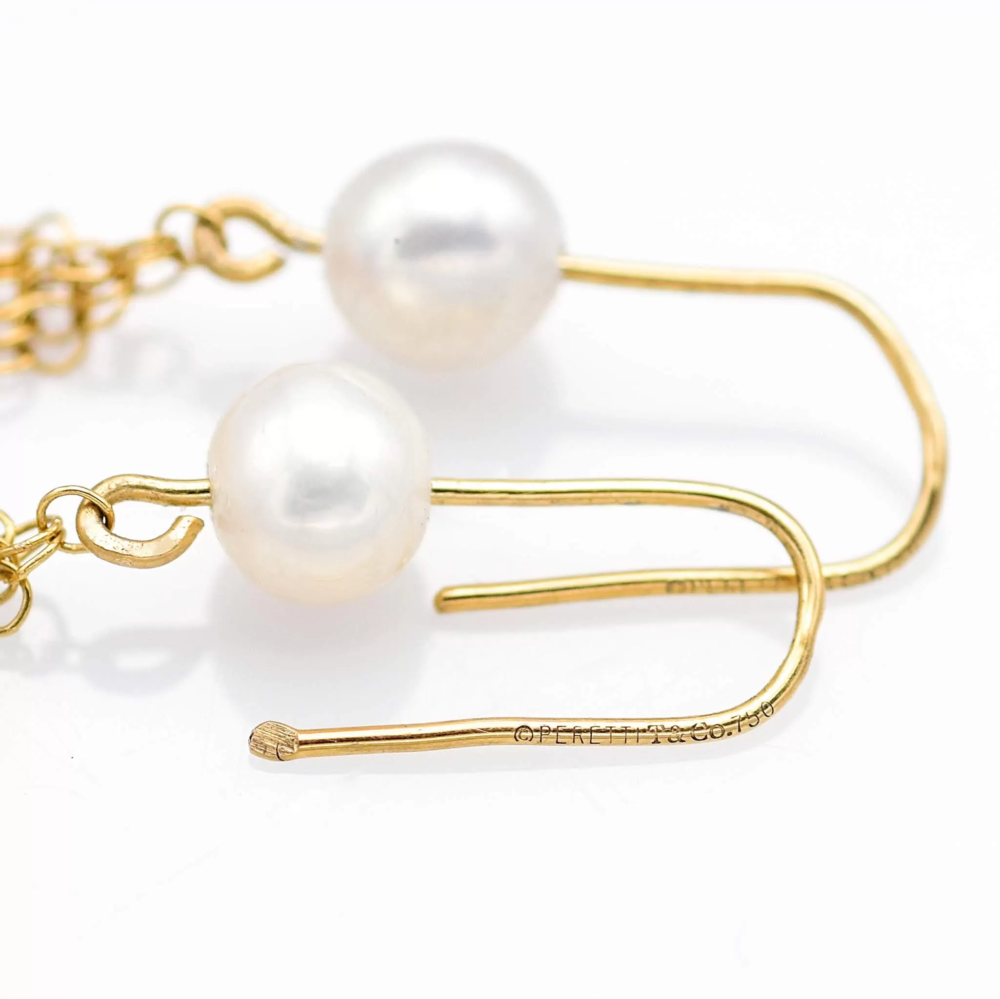 Tiffany & Co. Elsa Peretti 18K Yellow Gold Sea Pearl Mesh Dangle Earrings