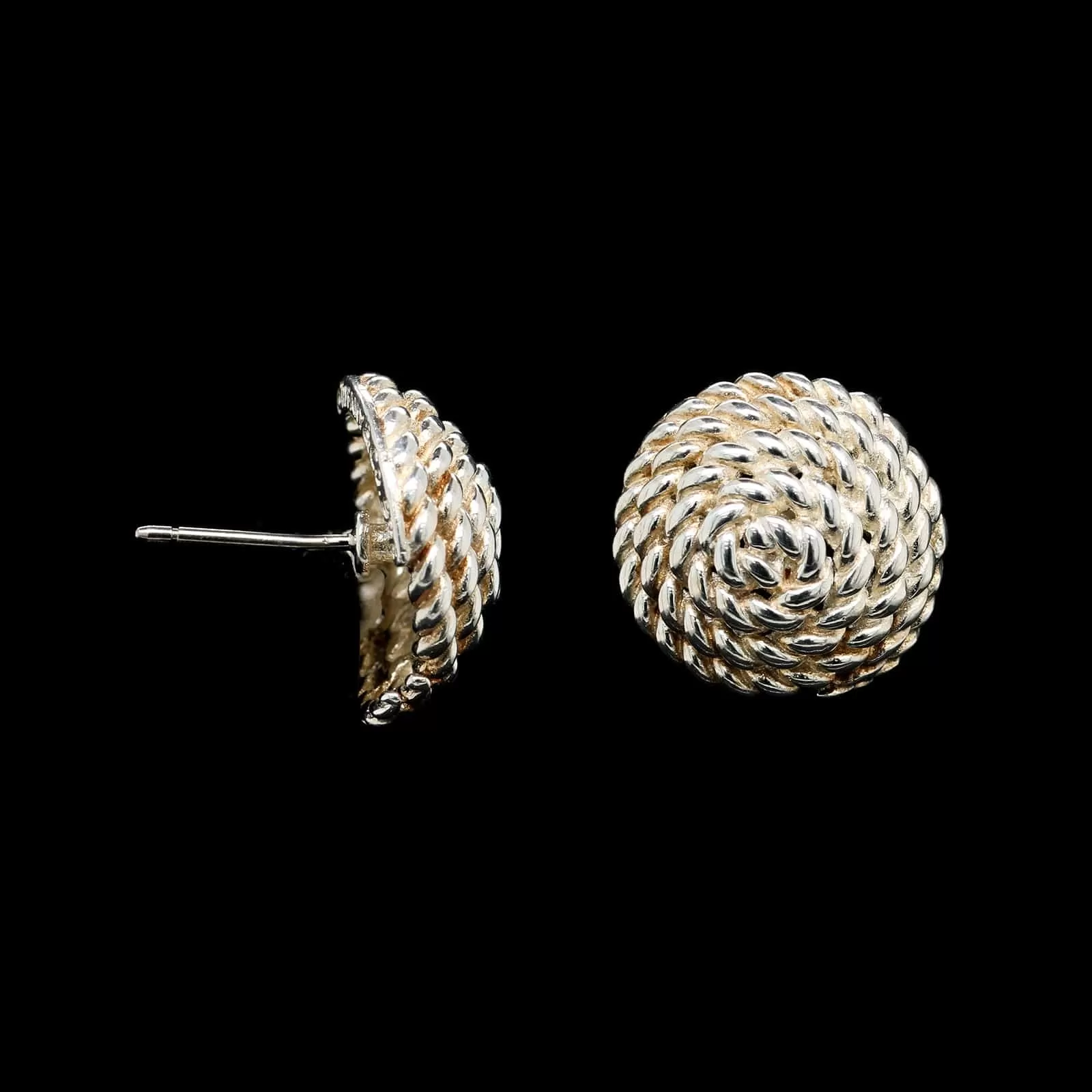 Tiffany & Co. Sterling Silver Estate Rope Coil Twist Round Cone Earrings