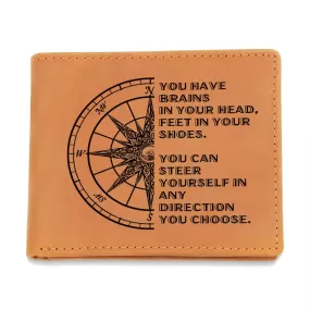 To Son Gift or Grandson Gift, Inspirational Graphic Leather Wallet, Steer Yourself in any Direction