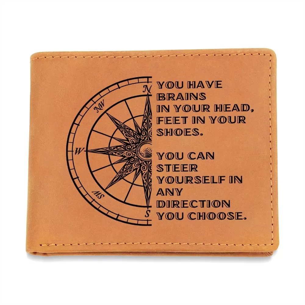 To Son Gift or Grandson Gift, Inspirational Graphic Leather Wallet, Steer Yourself in any Direction