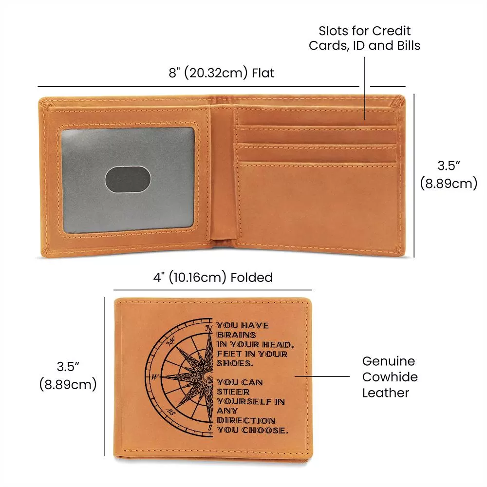 To Son Gift or Grandson Gift, Inspirational Graphic Leather Wallet, Steer Yourself in any Direction