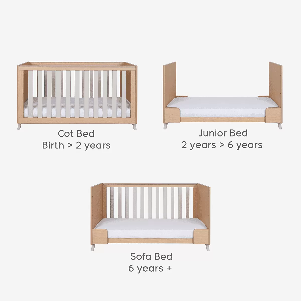 Tutti bambini Fika Cot Bed - Light Oak/White Sand