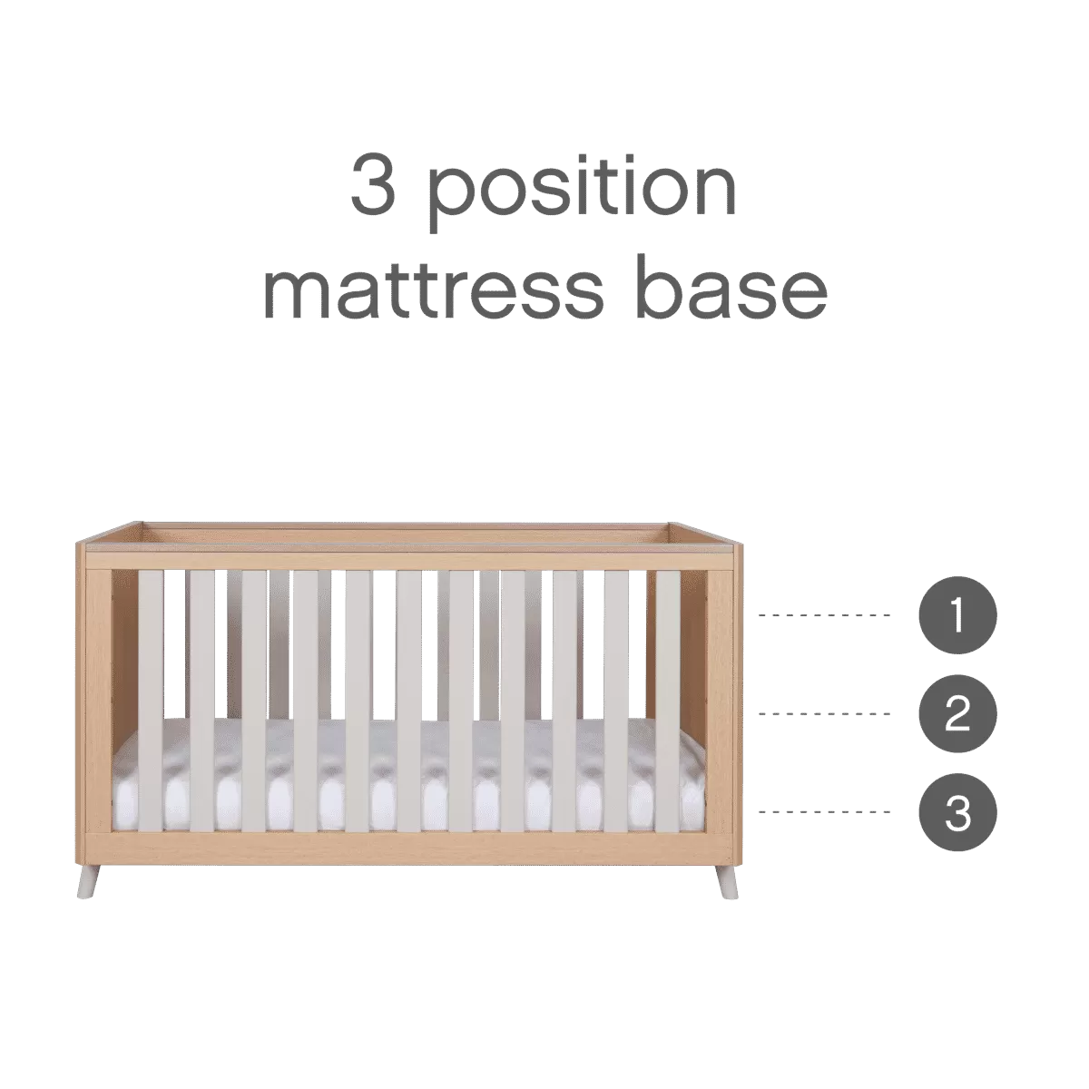 Tutti bambini Fika Cot Bed - Light Oak/White Sand