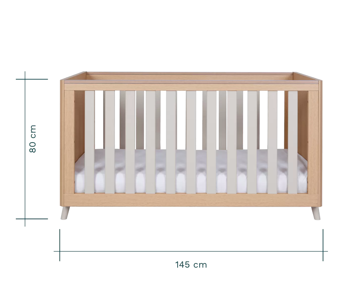 Tutti bambini Fika Cot Bed - Light Oak/White Sand