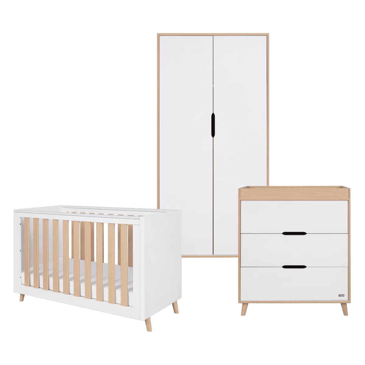 Tutti Bambini Fika Mini 3pc Room Set - White/Light Oak