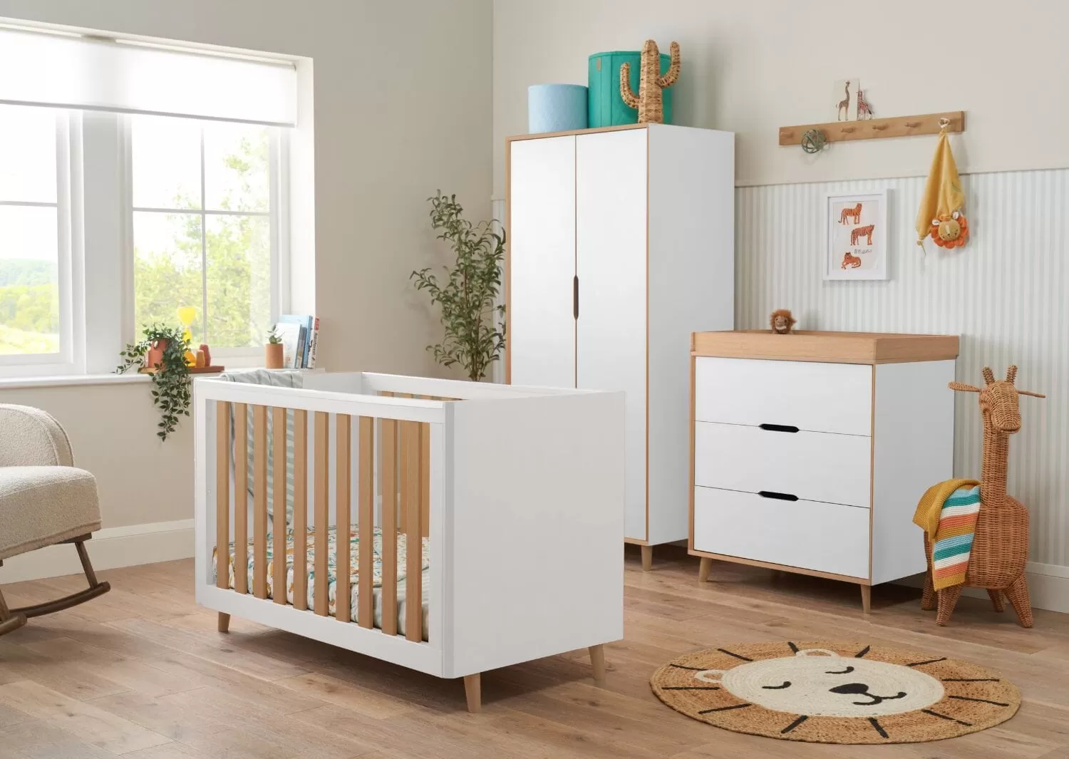 Tutti Bambini Fika Mini 3pc Room Set - White/Light Oak