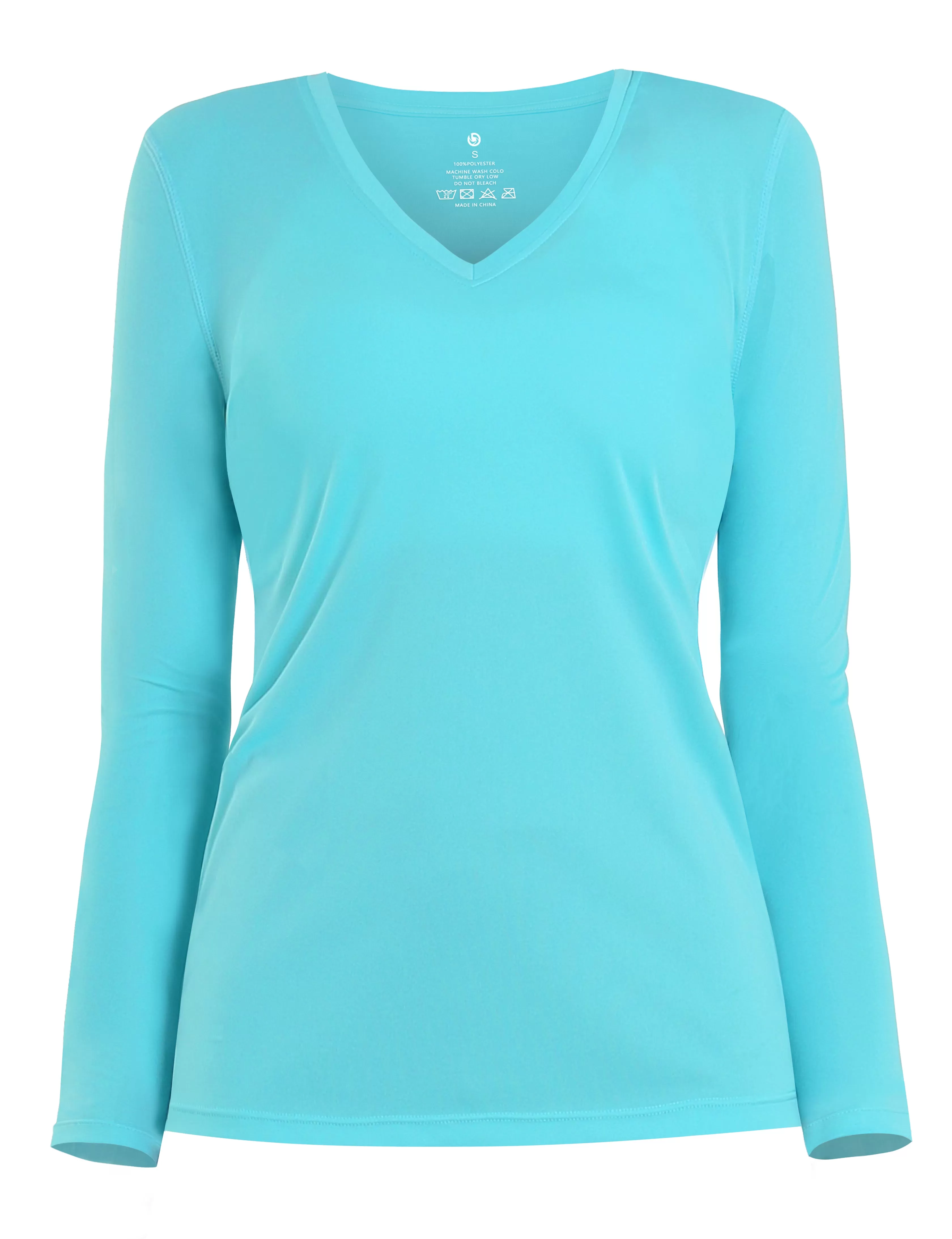 V Neck Long Sleeve Athletic Shirts blue